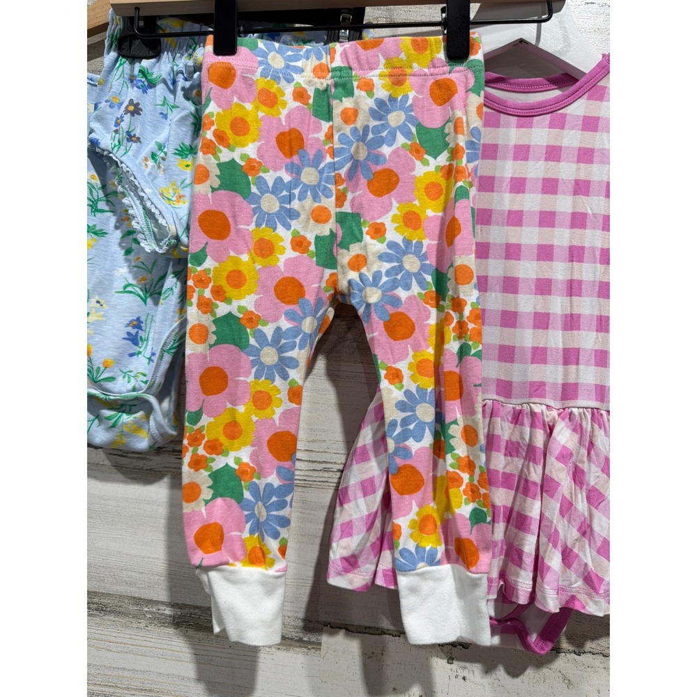 B'TWEEN Old Navy Dreamy ZZZ Girls 18-24M Blue Pink Floral Gingham Bundle EUC - Picture 3 of 6